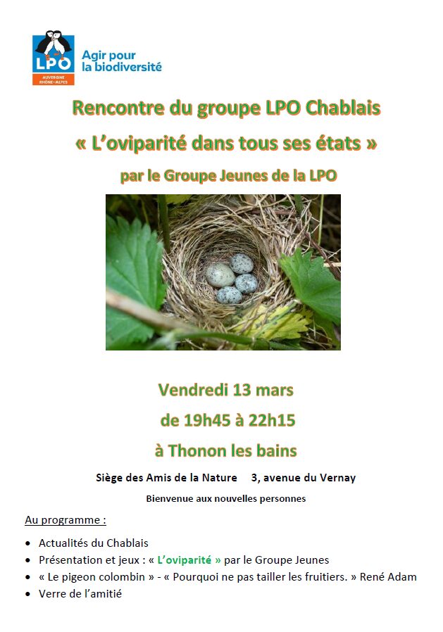 Réunion du groupe chablais
Vendredi 13 mars