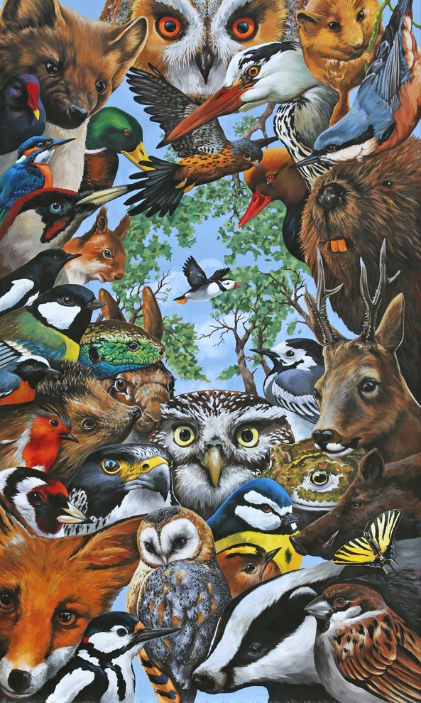 Fresque avec des animaux sauvages